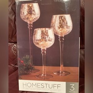✨BNIB✨ KSP Illume Crackle Glass Stem Candle Holder - Set of 3✨🤍